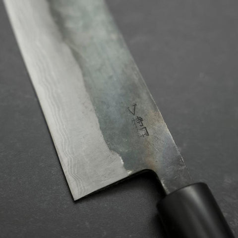 Santoku V-Toku Kurouchi Damasco Mango de Magnolia con Cuerno de Búfalo 170mm