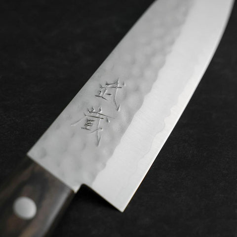 Santoku VG-1 Tsuchime Manico Occidentale Mogano Marrone 130mm (Senza Tsuba)