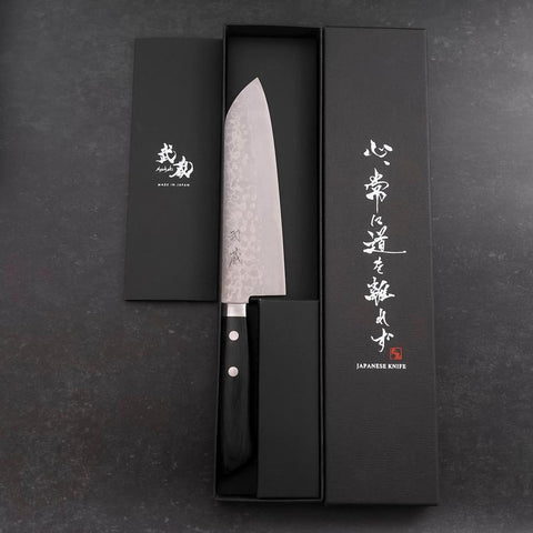Santoku VG-10 Damasco Mango Occidental Negro 170mm
