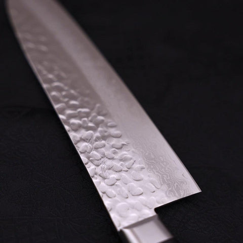 Santoku VG-10 Mirror Tsuchime Damasco Mango Occidental Negro 180 mm