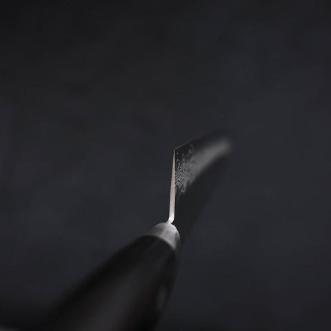 Santoku VG-10 Mirror Tsuchime Damasco Mango Occidental Negro 180 mm