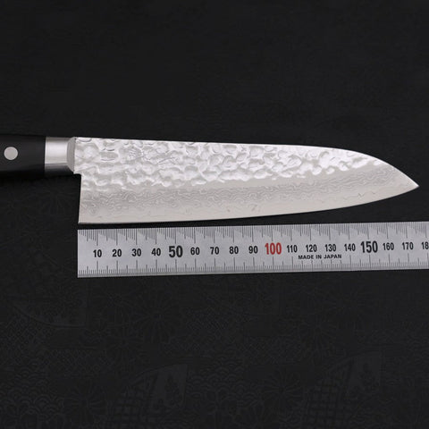 Santoku VG-10 Mirror Tsuchime Damasco Mango Occidental Negro 180 mm