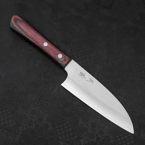 Santoku VG-10 Poliert Rot-Schwarzer Westlicher Griff 150mm