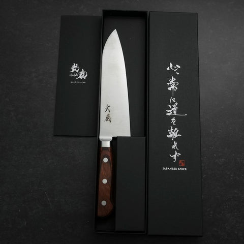 Santoku VG-10 Lucida Manico Occidentale Mogano 180mm