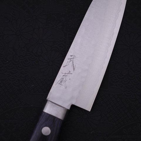 Santoku VG-10 Tsuchime Damasco Manico Occidentale Blu Scuro 130mm
