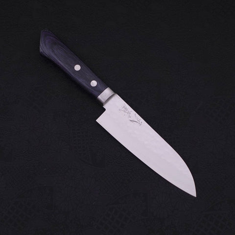 Santoku VG-10 Tsuchime Damasco Manico Occidentale Blu Scuro 130mm