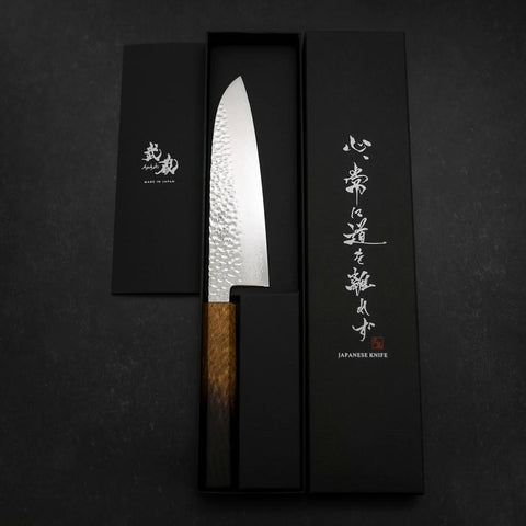 Santoku VG-10 Tsuchime Damasco Mango Yaki Urushi 170mm