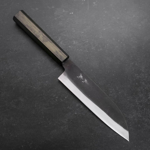 Santoku White Steel #2 Kurouchi Grüner Urushi Griff 165mm