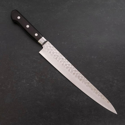 Sujihiki VG-10 Tsuchime Damascus Black Western Handle 245mm