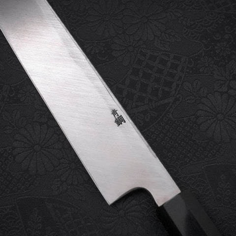 Yanagi Kiritsuke Blue Steel #2 Kurouchi Büffelhorn und Ebenholz Griff 270mm