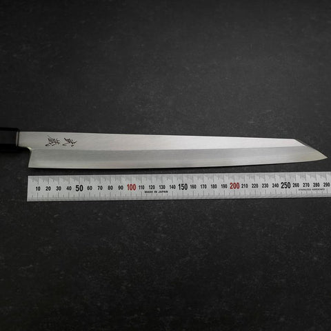 Yanagi Kiritsuke Silver Steel #3 Kasumi Buffalo Teak Handle 300mm