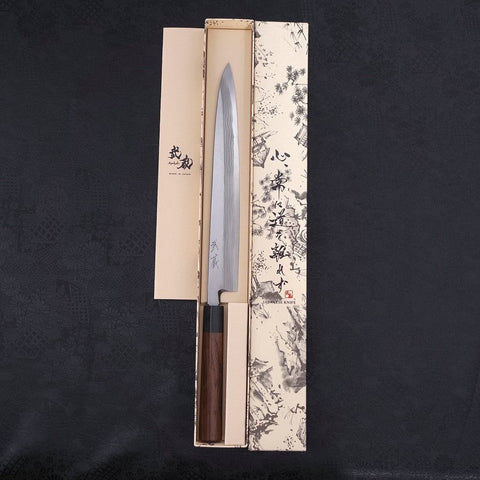 Yanagiba Blue Steel #2 Damas Manche en Bois de Rose 270mm