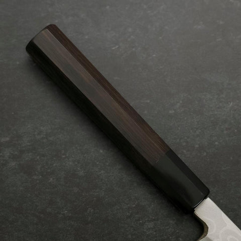 Yanagiba Blue Steel #2 Suminagashi Mango de Ébano con Cuerno de Búfalo 240mm