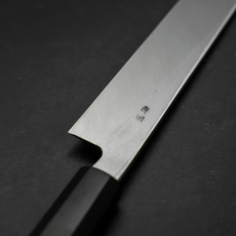 Yanagiba Blue Steel #2 Suminagashi Mango de Ébano con Cuerno de Búfalo 270mm
