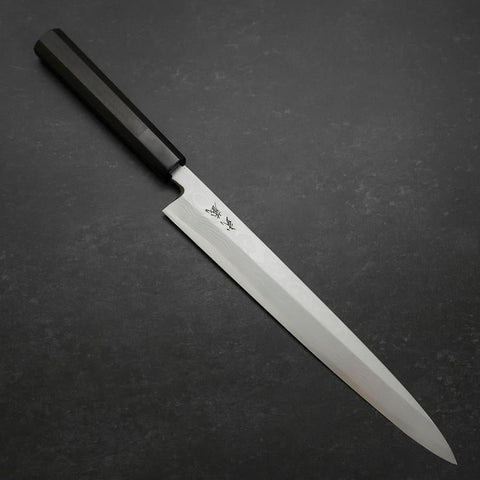 Yanagiba Blue Steel #2 Suminagashi Mango de Ébano con Cuerno de Búfalo 270mm