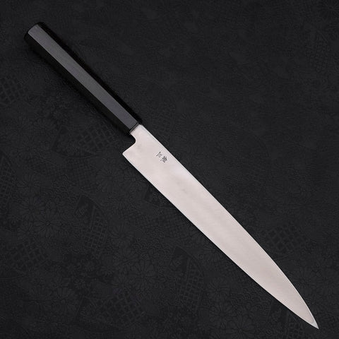 Yanagiba (Linkshand) Silver Steel #3 Kasumi Büffelhorn und Ebenholz Griff 240mm